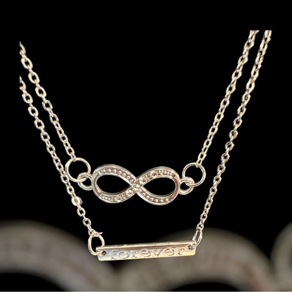 BEAUTIFUL FASHION “FOREVER” DOUBLE CHAIN NECKLACE